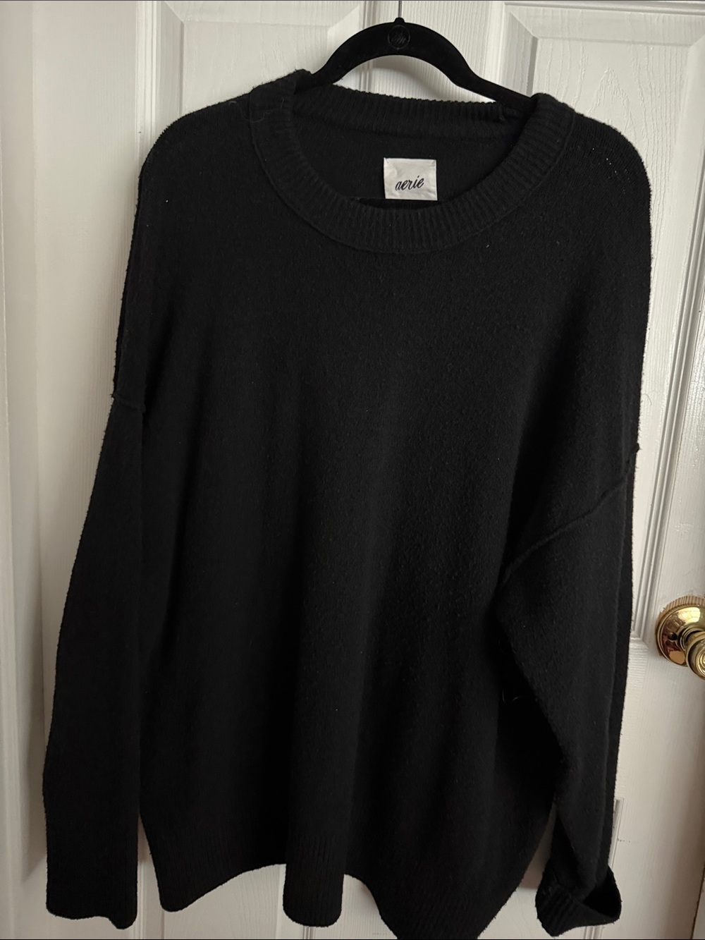 aerie Black Crewneck Oversized Sweater